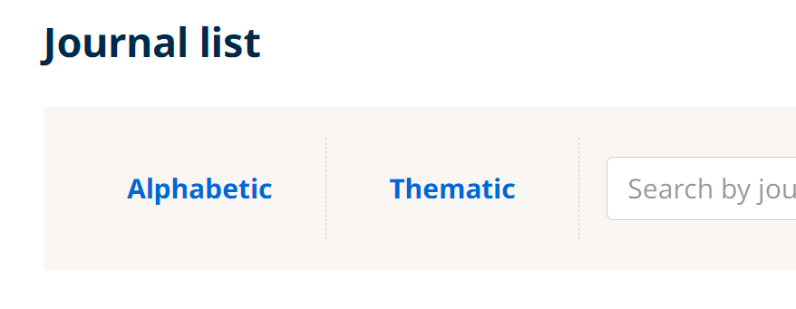 Screenshot of the "List of journals" section on the home page of the SciELO Brazil Collection website in the version after the adjustments. There is no visible change compared to the previous version, but the change in the hierarchical level (use of header tags) improves reading by assistive tools.