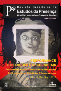 Parte de la portada de la Revista Brasileira de Estudos da Presença, vol. 7, nº 2, 2017, que muestra un cuadro con el rostro de una persona negra.