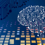 Digital illustration showing a representation of a brain made up of circuits.