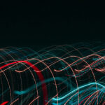 Digital image of colored light beams.