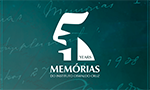 Logotipo para el 115 aniversario de "Memórias do Instituto Oswaldo Cruz" con texto estilizado y escritura a mano de fondo.