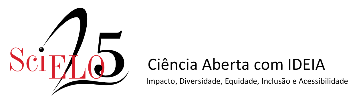 Logo do SciELO 25 Anos com a tagline "Ciência Aberta com IDEIA – Impacto, Diversidade, Equidade, Inclusão e Acessibilidade"