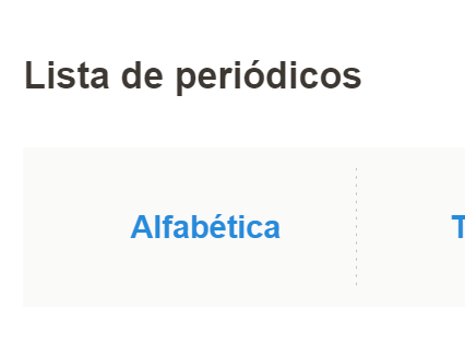 Captura de tela da seção "Lista de periódicos" na página inicial do site da Coleção SciELO Brasil na versão antes dos ajustes.