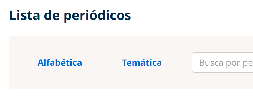 Captura de tela da seção "Lista de periódicos" na página inicial do site da Coleção SciELO Brasil na versão após os ajustes. Não há alteração visível em comparação com a versão anterior, mas a alteração no nível hierárquico (uso das tags de cabeçalhos) melhora a leitura por ferramentas assistivas.